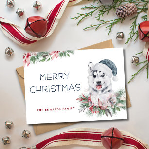 Moderno y elegante Husky Dog Feliz Navidad