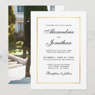 Moderno y elegante invitación a la boda blanca neg