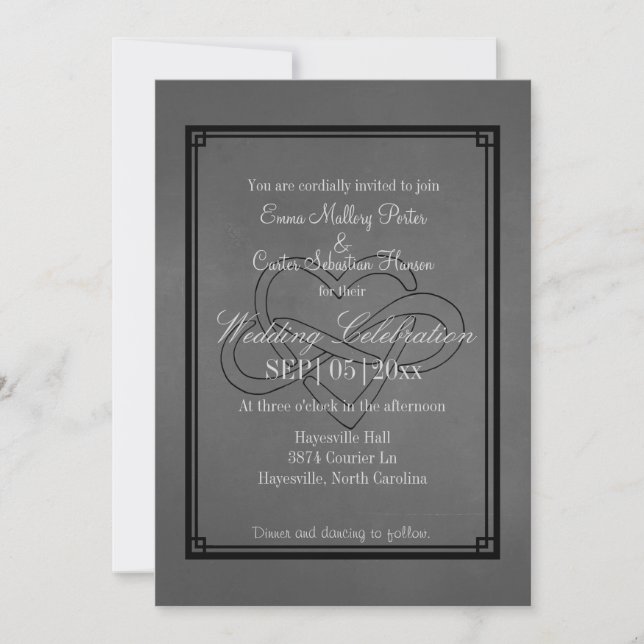 Moderno y elegante Invitación a la Boda del Corazó (Anverso)