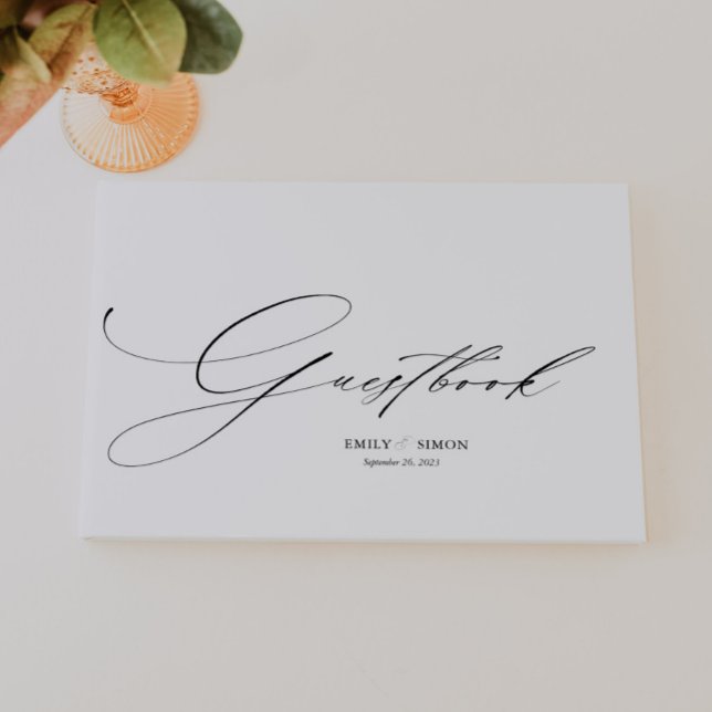 Moderno y elegante libro de Bodas de caligrafía (elegant wedding guest book, modern script, dainty calligraphy wedding guestbook, simple guest book)