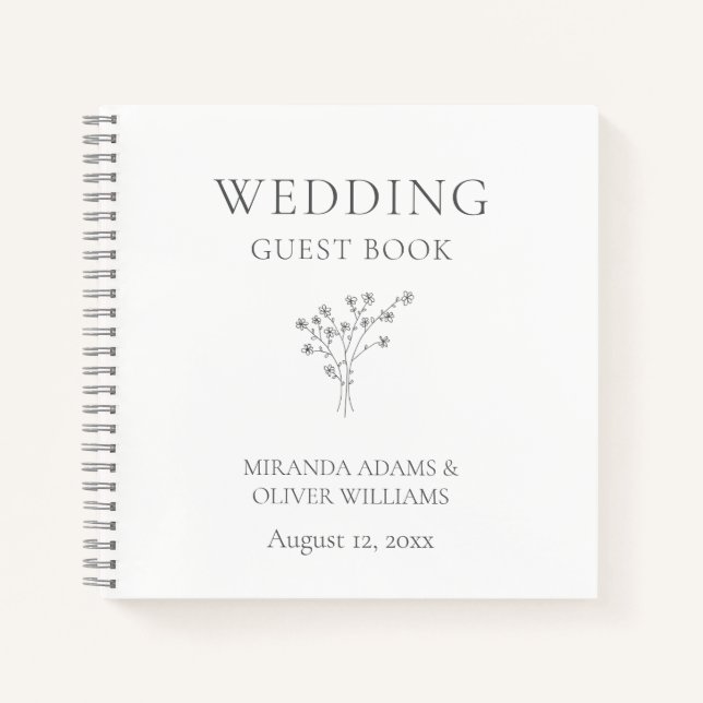 Moderno y elegante libro de bodas de ramos florale (Anverso)