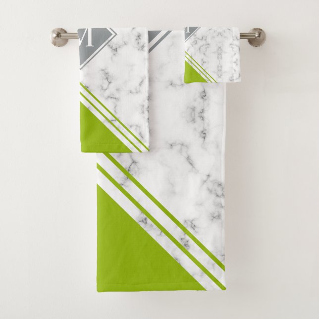 Moderno y elegante mármol verde en blanco monogram (In situ)