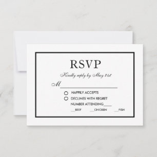 Moderno y elegante matrimonio RSVP en blanco y neg