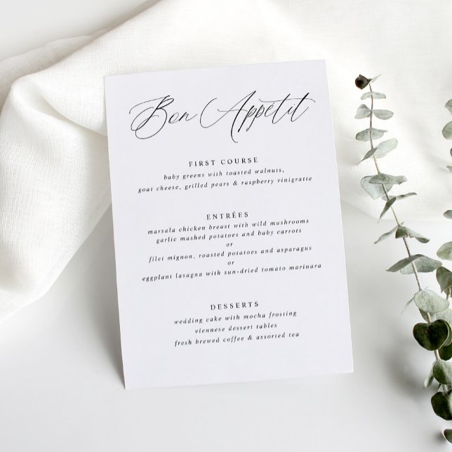 Moderno y elegante menú Boda de caligrafía (Subido por el creador)