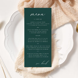 Moderno y elegante menú de Boda Verde azulado con