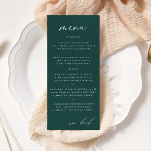 Moderno y elegante menú de Boda Verde azulado con