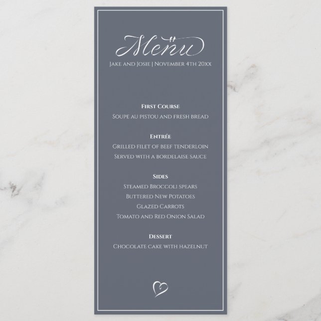 Moderno y elegante menú de mesa de marcos finos (Anverso)