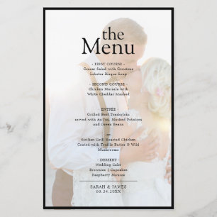 Moderno Y Elegante Menú Faux Vellum Photo Dinner