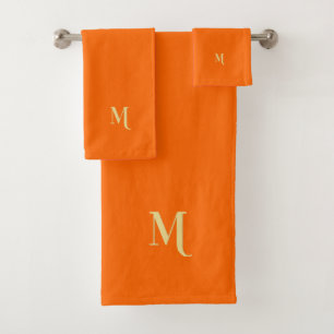 Moderno y elegante Monograma Faux Gold Naranja ini