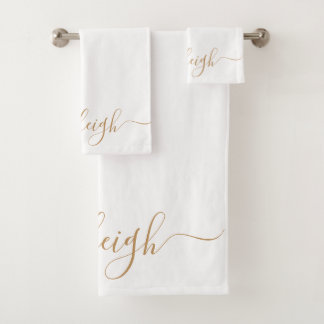 Moderno y elegante nombre de guión dorado blanco