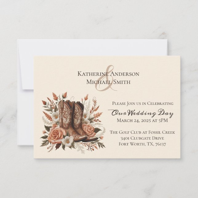 Moderno y elegante país occidental - Invitación a  (Anverso)