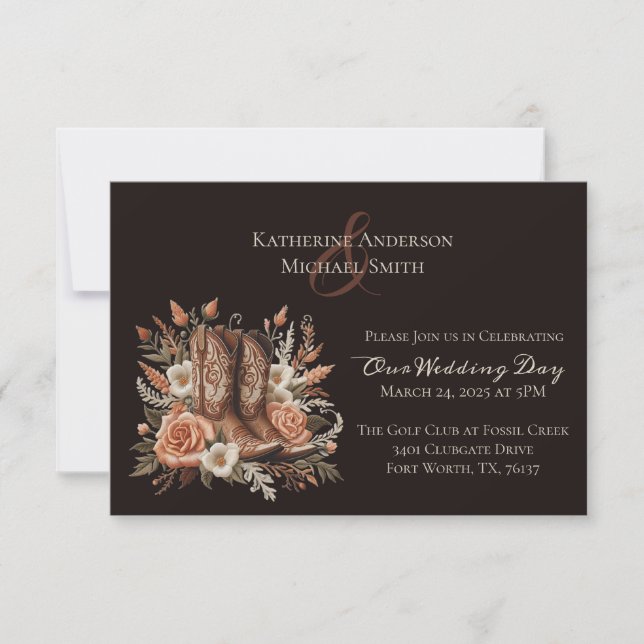 Moderno y elegante país occidental - Invitación a  (Anverso)