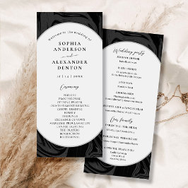 Moderno y elegante programa de boda de mármol negr
