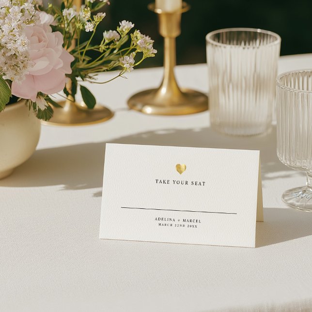 Moderno y elegante tarjeta de mesa Boda Gold Heart (Subido por el creador)