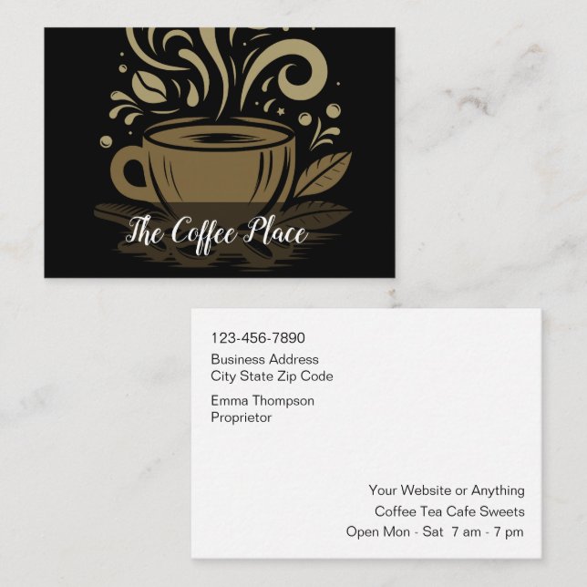 Moderno y elegante tema de cafetería Nueva tarjeta (Anverso / Reverso)