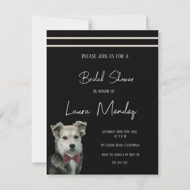 moderno y lindo perro de mongrel Bridal Shower Inv (Anverso)