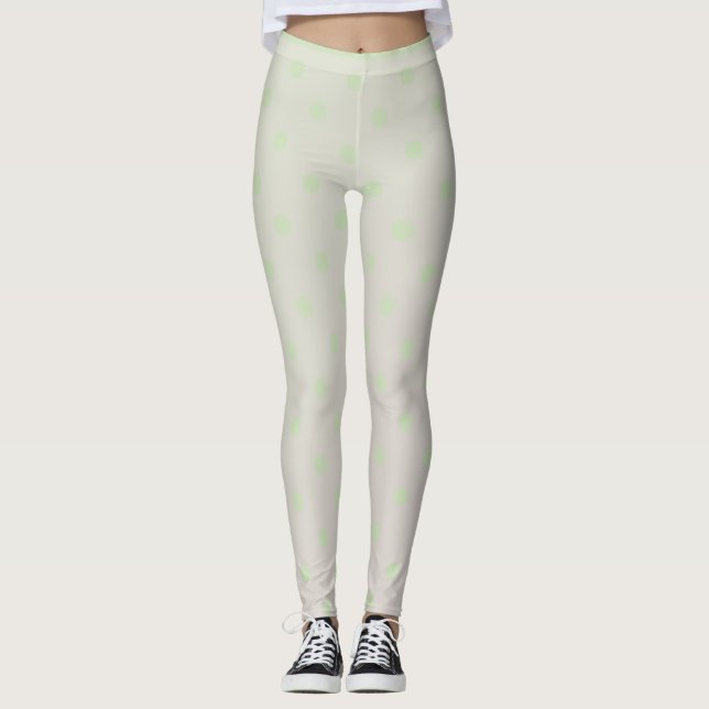 Moderno y moderno pastel Green Polka Dot Leggings (Anverso)