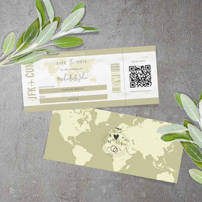 Moderno y simple tarjeta de embarque Boda de desti (Subido por el creador)