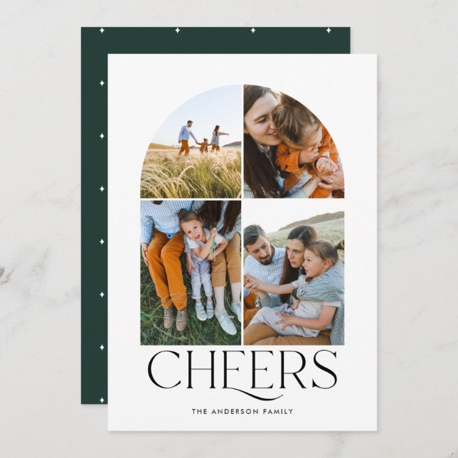 Modernos Navidades multifoto-verdes 4 foto (Anverso / Reverso)