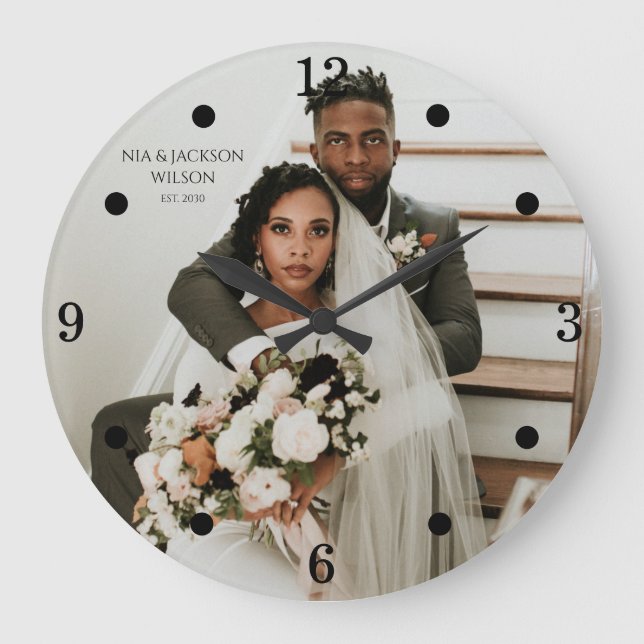 Modernos recién casados foto reloj grande (Anverso)