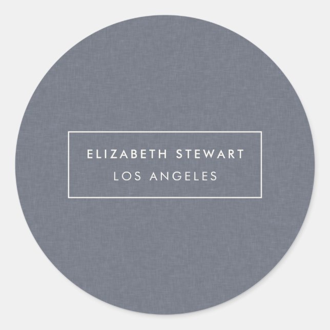 Modernos Sellos para sobres de marfil de lino azul (Anverso)