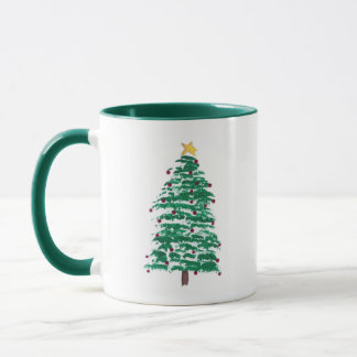 Modernos tazas de árbol de Navidad con pintura sue
