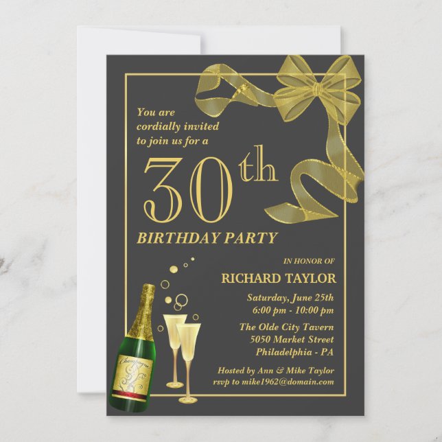 Modifique las trigésimas invitaciones de la fiesta (Anverso)