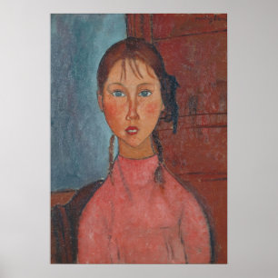 Modigliani Chica con trenzas de arte moderno