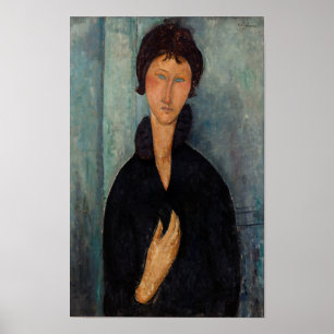 Modigliani en negro con imagen de arte azul
