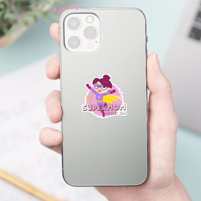 Modo de supermamá: activado | Hero Mom Pegatina (Teléfono)