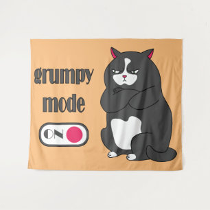 Modo gruñón en el tapiz de gatos gordos graciosos