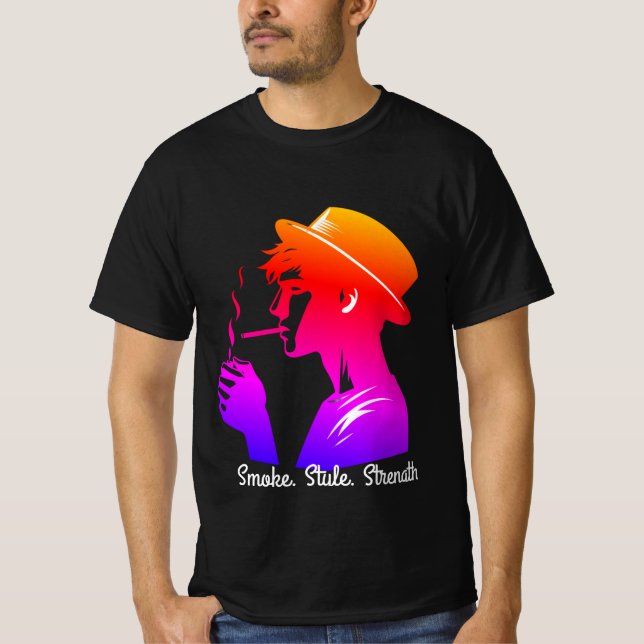 "Modo jefe - Hombre elegante fumando camiseta de c (Anverso)