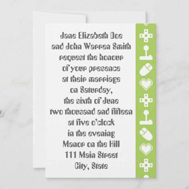 Modo multijugador en invitación de matrimonio de p (Anverso)