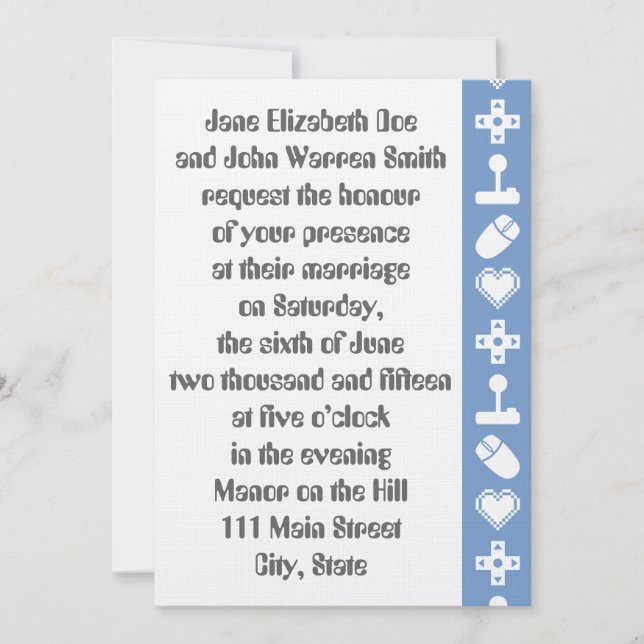 Modo multijugador en invitación de matrimonio de p (Anverso)