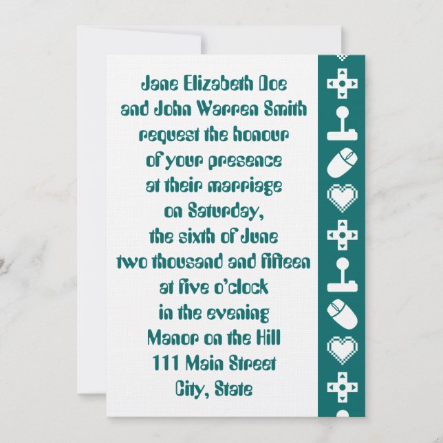 Modo multijugador en invitación de matrimonio Verd (Anverso)