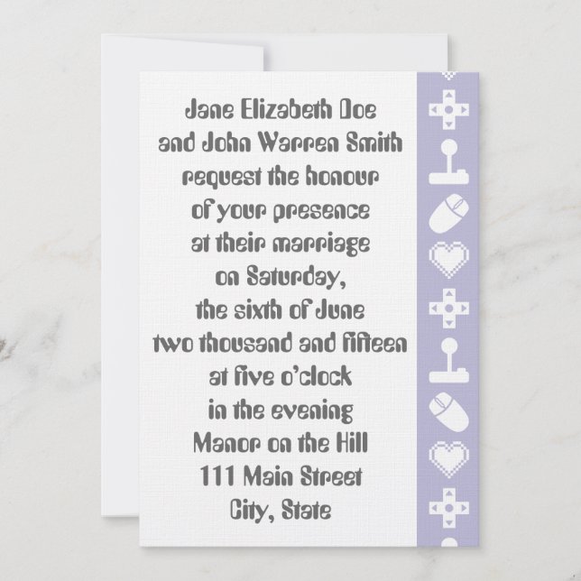 Modo multijugador en la invitación de casamiento d (Anverso)