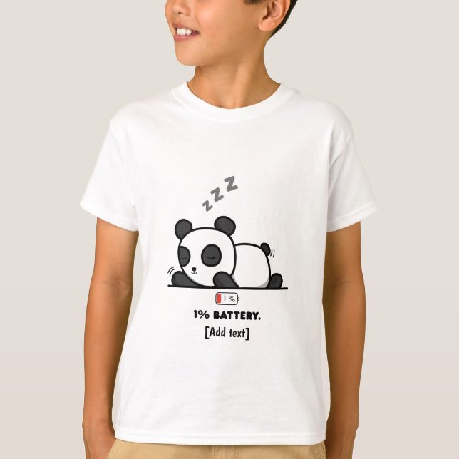 Modo Panda: 1% de batería - Camiseta divertida de  (Anverso)