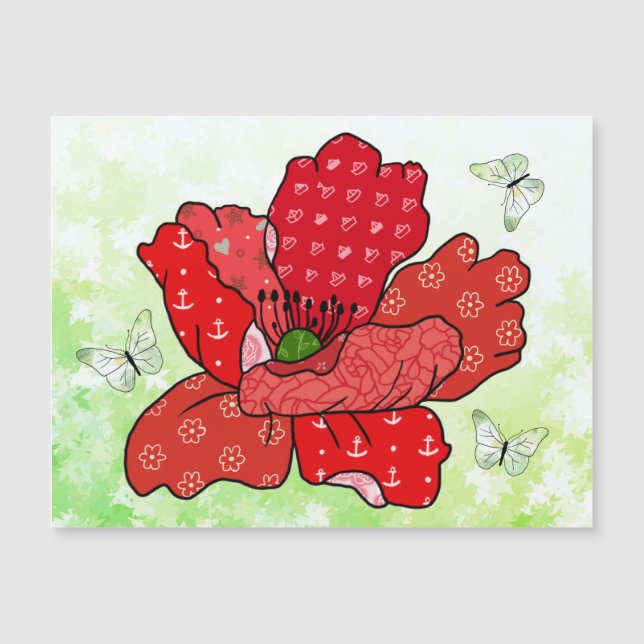 Mohn und Schmetterlinge  (Anverso)