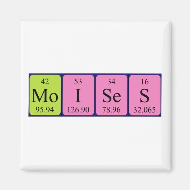 Moises imán de nombre de tabla periódica (Frente)