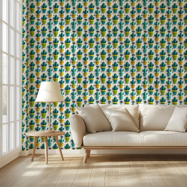 Mojave Bloom Loft | Papel pintado de cactus del de (Turn every stay into a colorful desert escape with Mojave Bloom Loft)