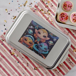 Molde Para Pasteles Pequeños Alienígenas Multicolores en el Espacio
