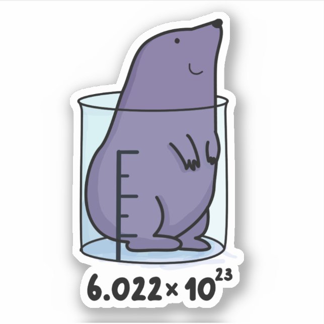 Mole Equation Cute Mole En Un Pegatina De Beaker P (Anverso)