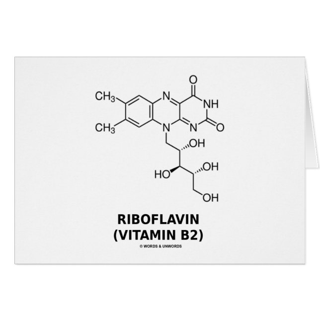 Molécula química de la riboflavina (vitamina B2) (Anverso (Horizontal))