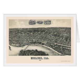 Moline, mapa panorámico de IL - 1889