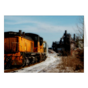 Molino de acero en nieve con tren