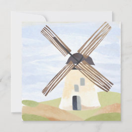 Molino de viento del campo rústico | Tarjeta de ac