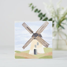 Molino de viento del campo rústico | Tarjeta de ac