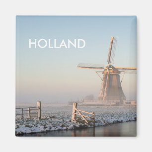 Molino de viento en Holanda en el imán del texto