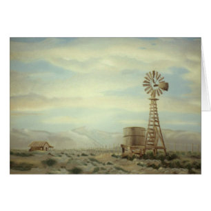 Molino de viento en tarjeta de la pintura al óleo