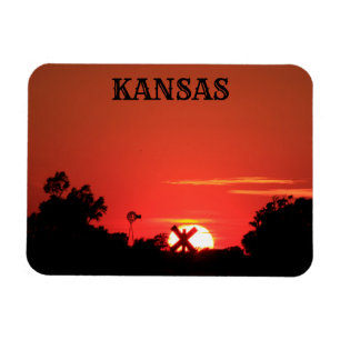 Molino de viento Kansas Red Sunset, imán